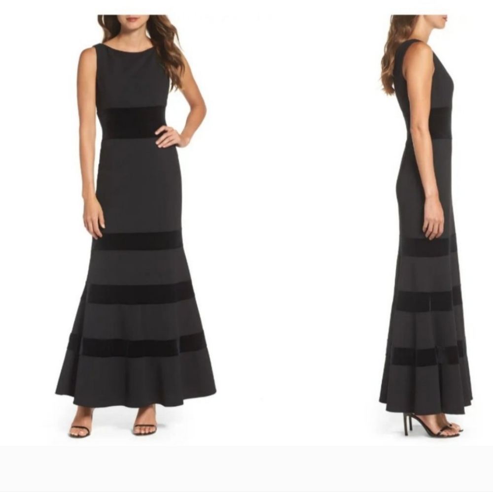 EUC women's 14 Vince Camuto Velvet & Scuba Crepe Mermaid Gown